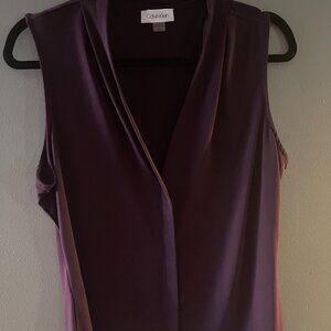 Calvin Klein Large Women's Mixed-Media Sleeveless Blouse